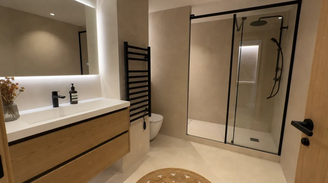 Baño reformado de estilo natural en Vallirana